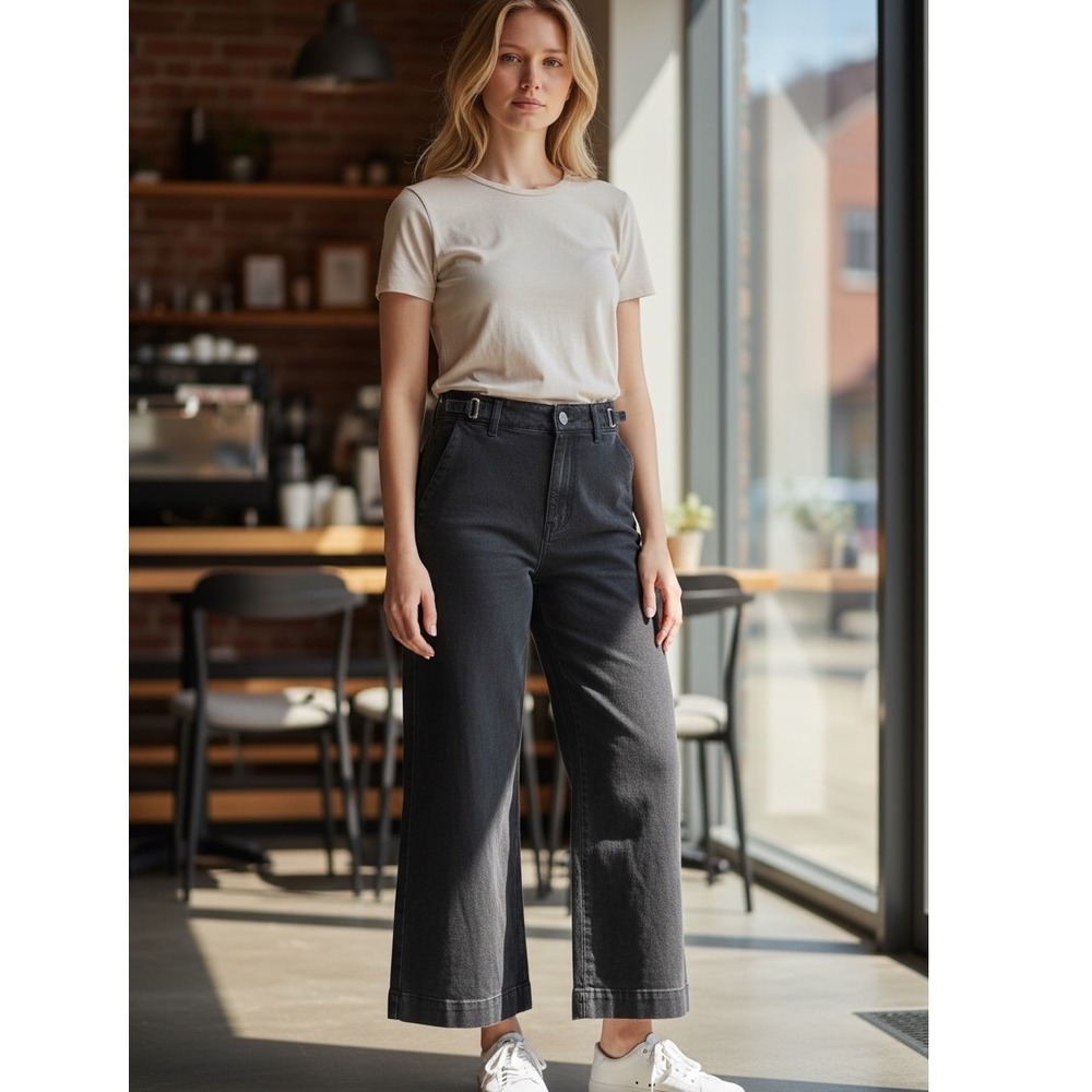 White House Black Market Extra High Rise‎ Trouser Jeans Faded Black 10 Edgy Chic
